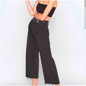 BDG wide leg cropped raw edge black jeans